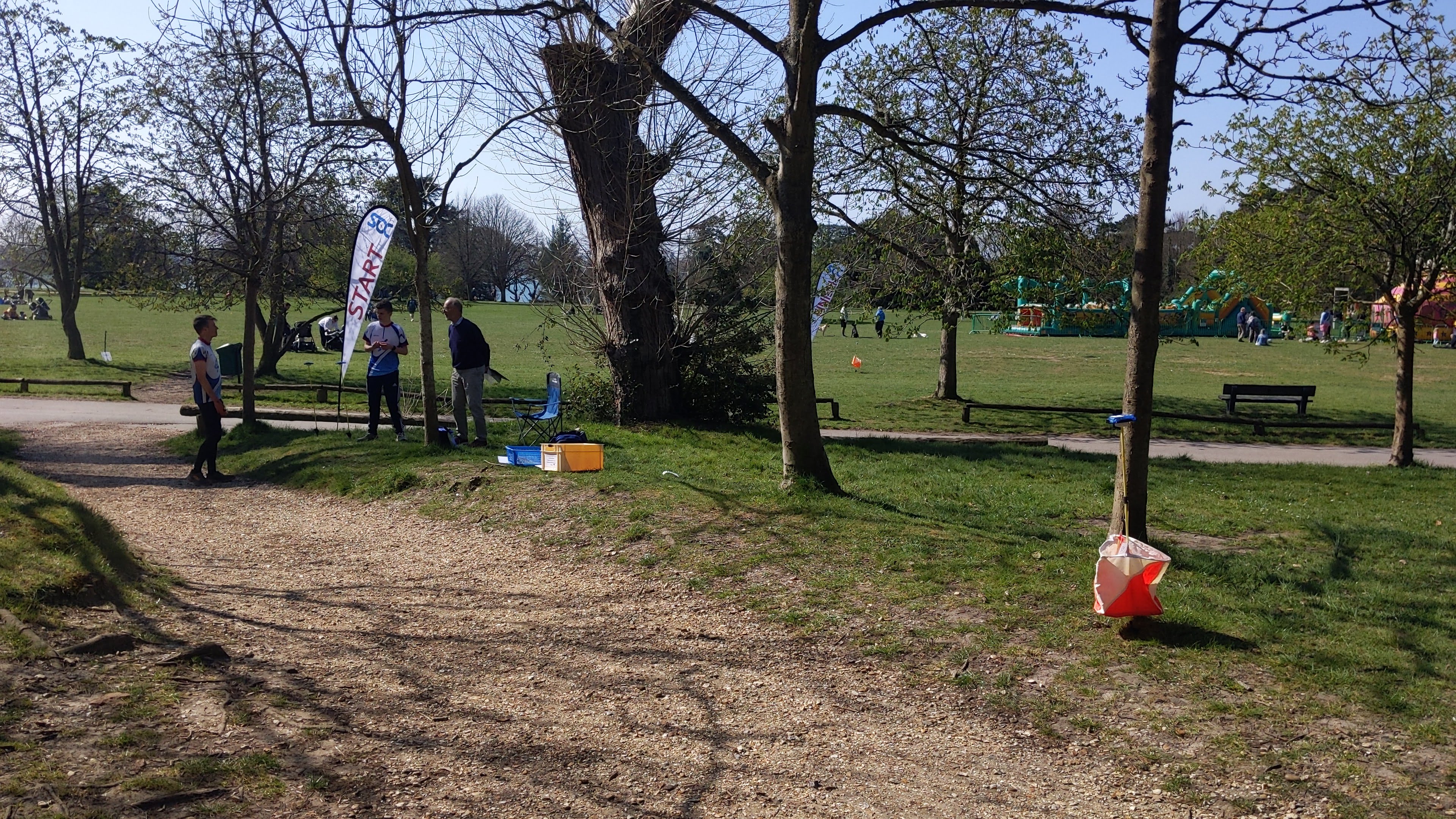Photo of orienteering start flag at Royal Victoria Country Park